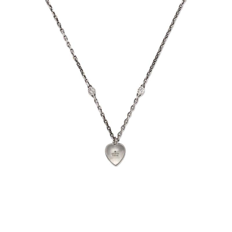【买手代购】gucci古驰项链女士互扣双g珐琅心形项链古驰吊坠 645545