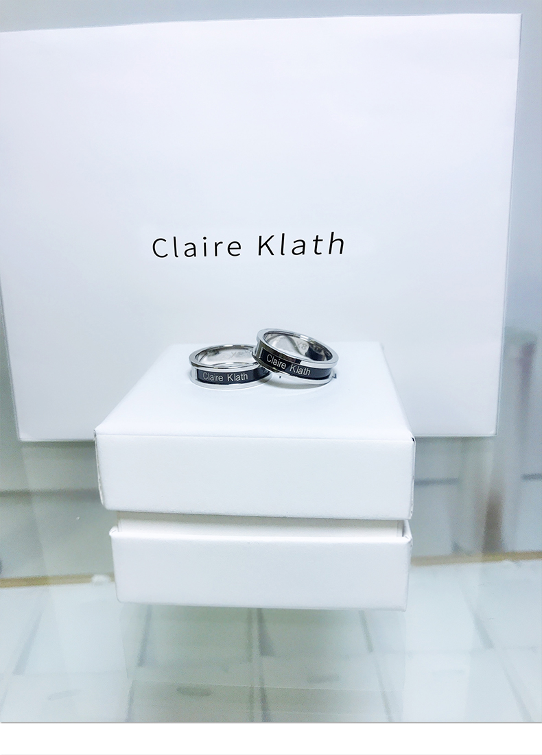 2022新款claireklath小ck黑陶瓷戒指男银ins潮女情侣对戒个性简约礼物