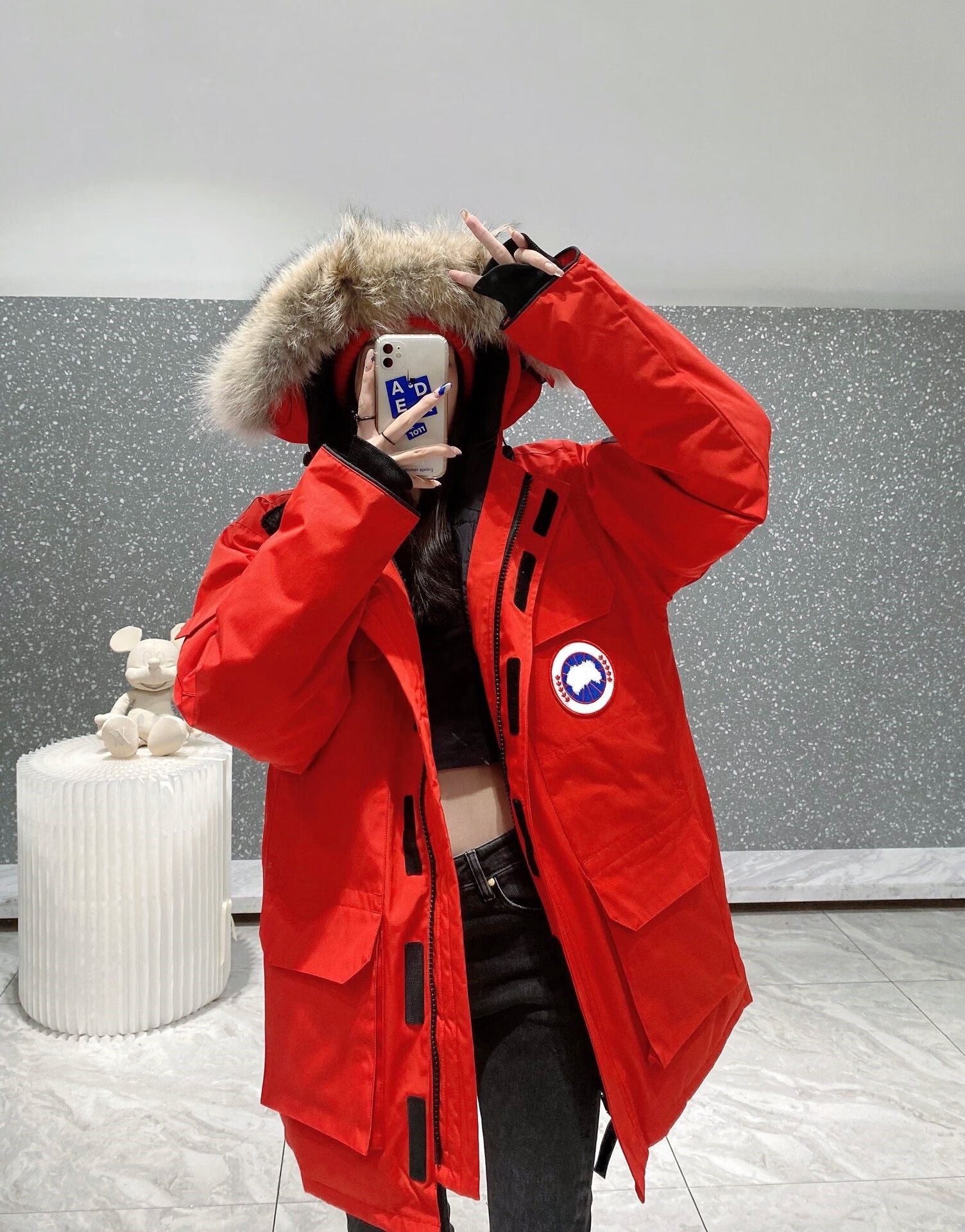 大鹅羽绒服女中长款 男女中长款情侣工装派克大衣户外加厚保暖外套