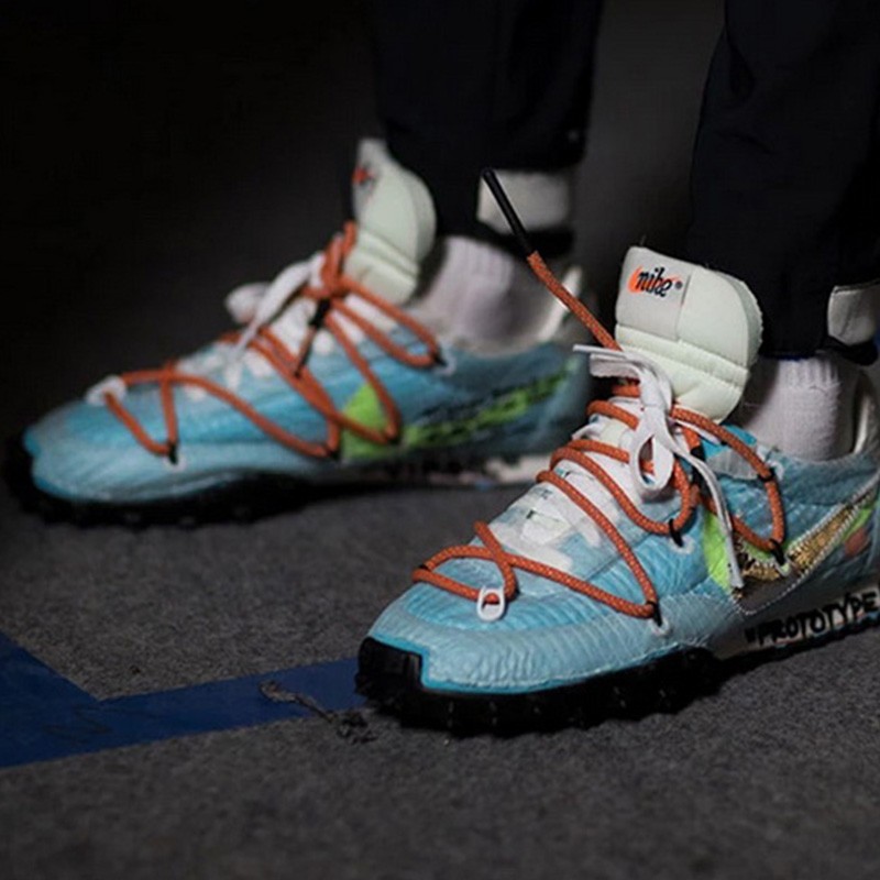 耐克nike waffle racer ow 联名黑粉米白运动跑步鞋钉子跑鞋 cd8180