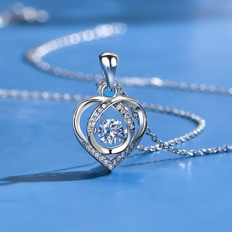 520情人节礼物925银灵动爱心项链女日韩时尚轻奢设计跳