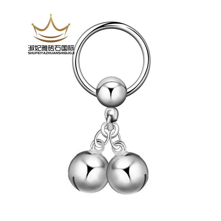 阴环女女阴银铃铛性感横穿孔阴环唇环饰品钛钢乳环体