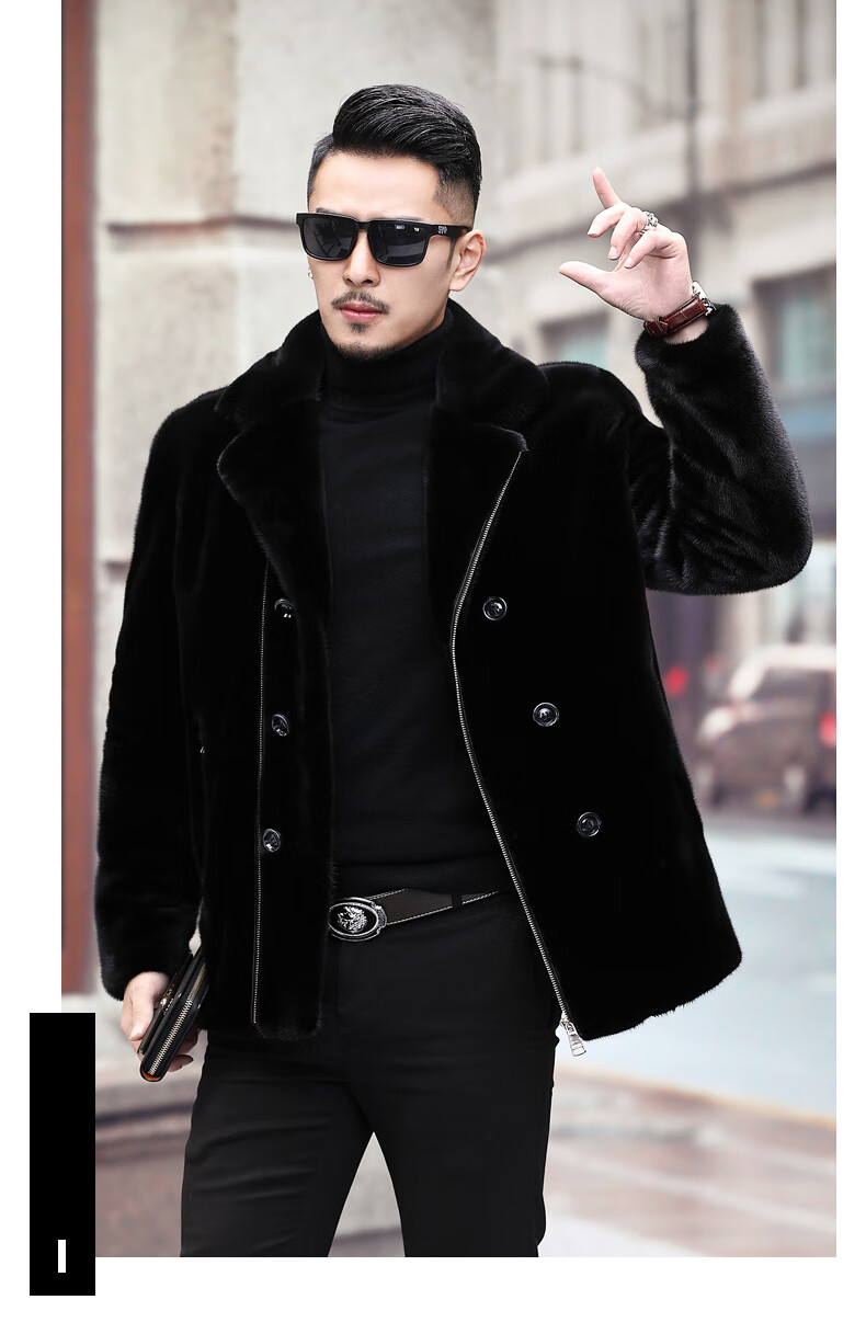 男nafa金牌貂皮大衣裘皮母貂冬季气质款 黑色 165/m【图片 价格 品牌