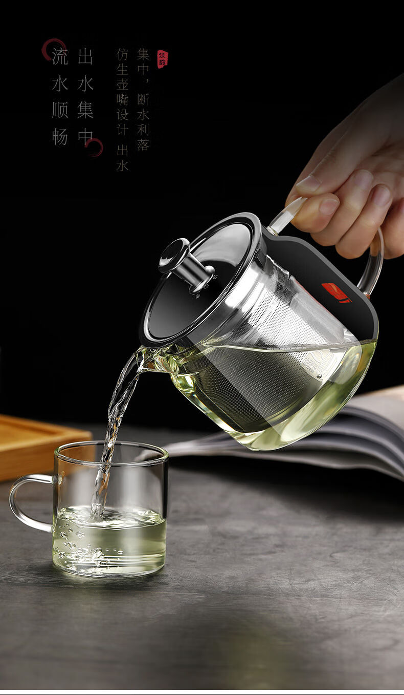 孟家瓷坊玻璃茶壶耐高温家用茶具防爆玻璃烧水泡茶壶水壶茶具套装400
