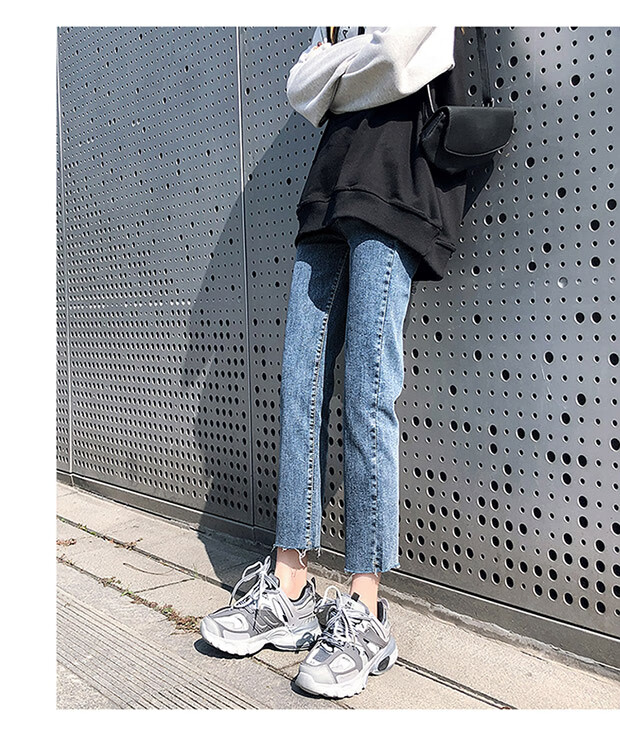 烟花影 直筒牛仔裤女2020新款高腰黑色显瘦秋装宽松八分小个子烟管裤