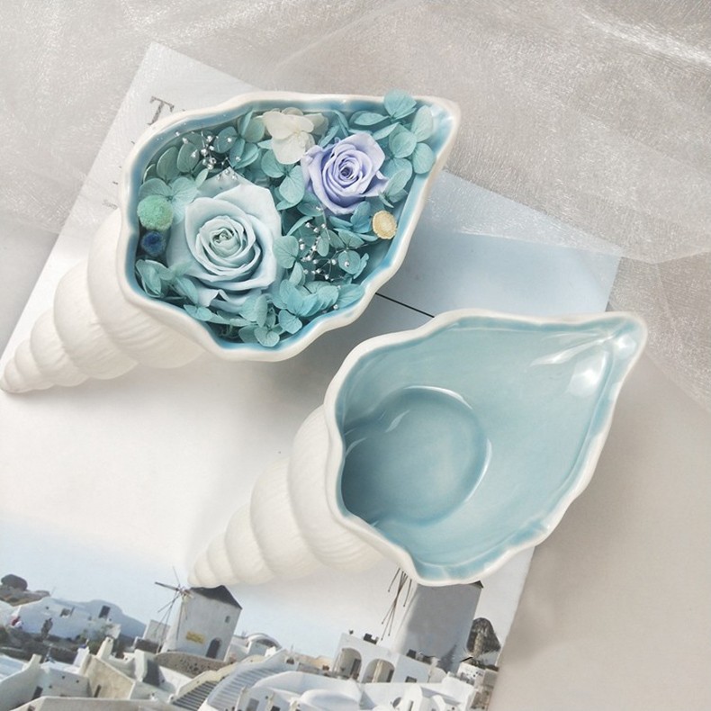 永生花海螺陶瓷海洋风保鲜玫瑰花过年情人节礼品送女朋友小女孩生日