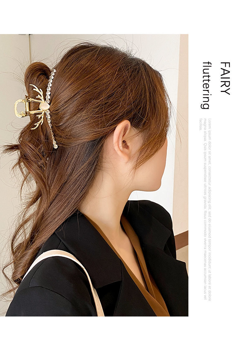 米囹水钻抓夹大号后脑勺鲨鱼夹女发夹盘发法式气质高级感夹子头饰发卡