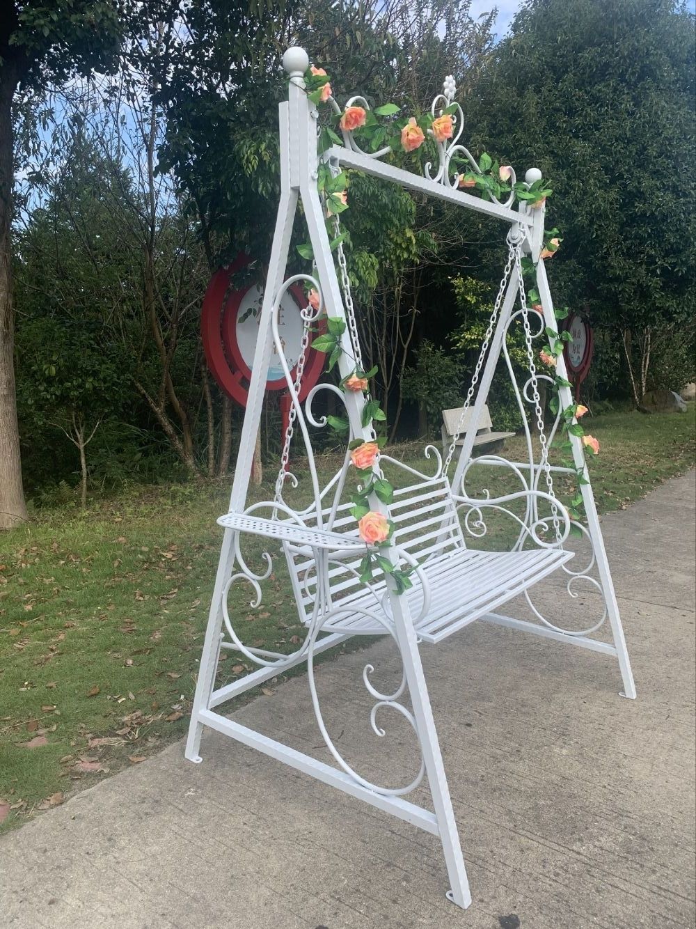 映巢(yingchao) 映巢户外铁艺秋千摇椅庭院双人秋千室内吊椅阳台公园