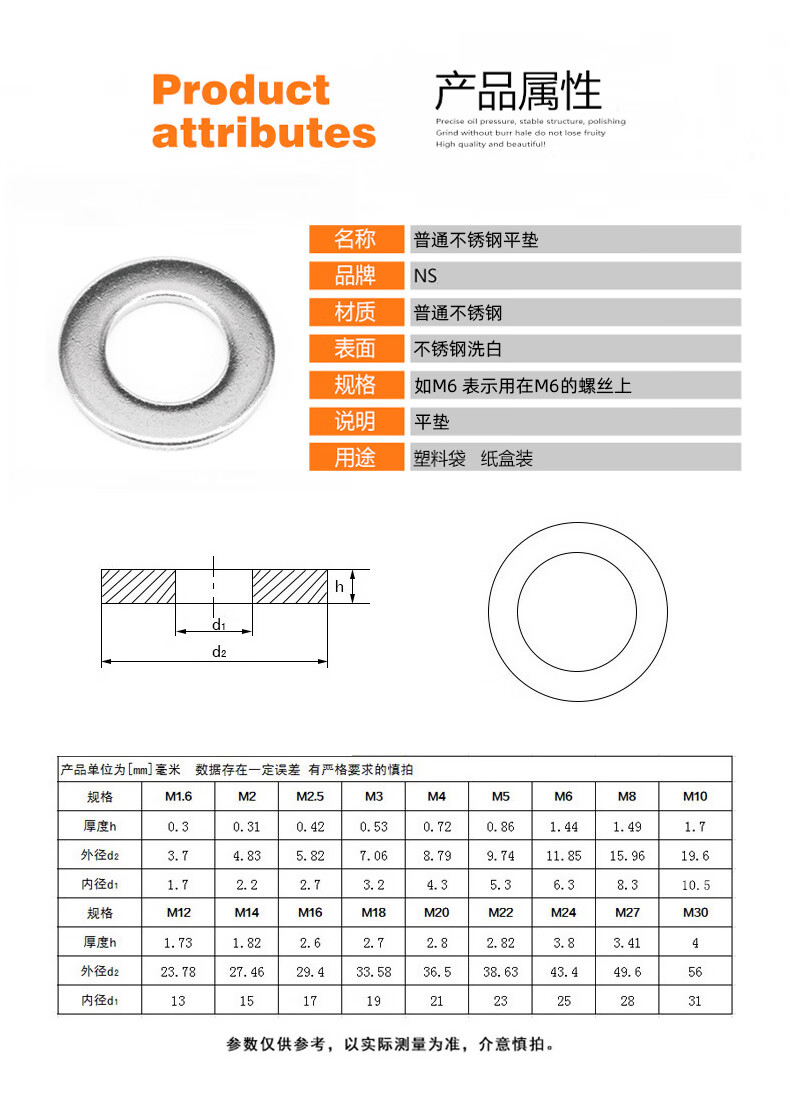 不锈钢平垫圈国家标准图片