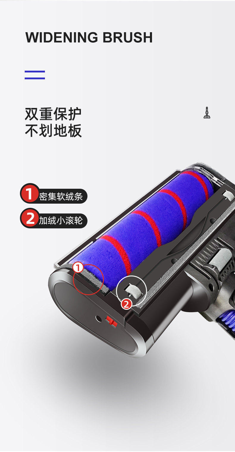戴森吸尘器配件适配dyson戴森吸尘器配件软绒滚筒吸头地刷滚刷v6v7v8v
