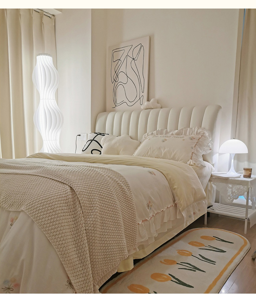 2022年新款48小时闪发典雅大师床奶油风科技布床轻奢现代简约奶油布艺