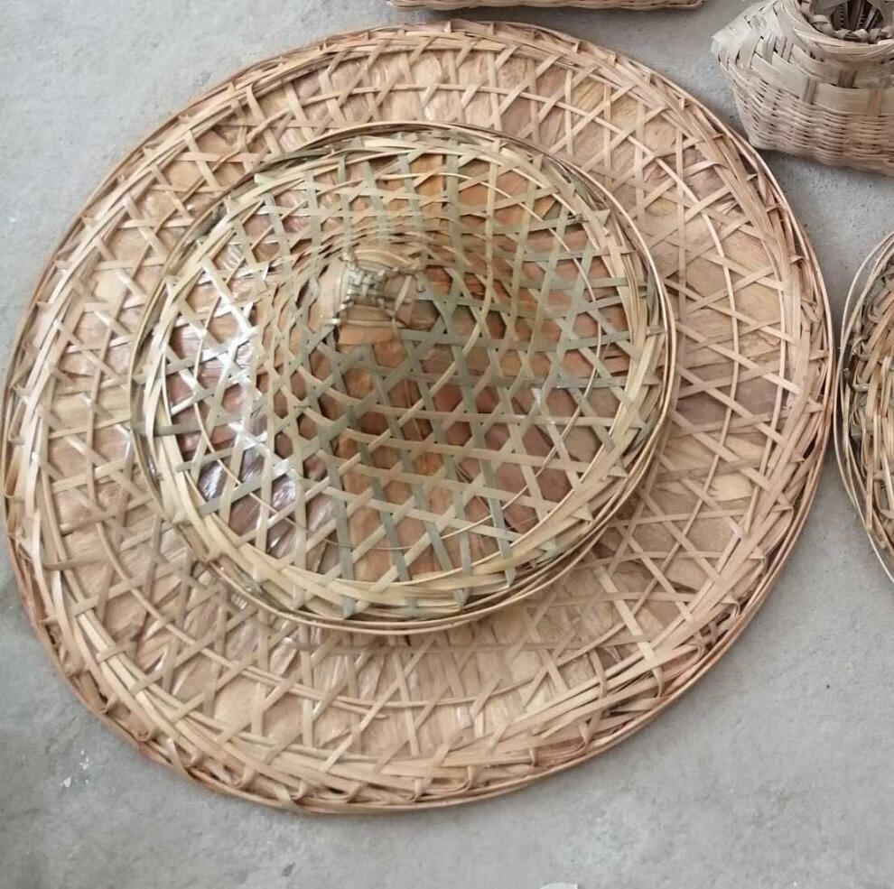 斗笠帽尖顶红军斗笠帽儿童成人劳保雨晒清凉古装影视道具60cm尖红超大