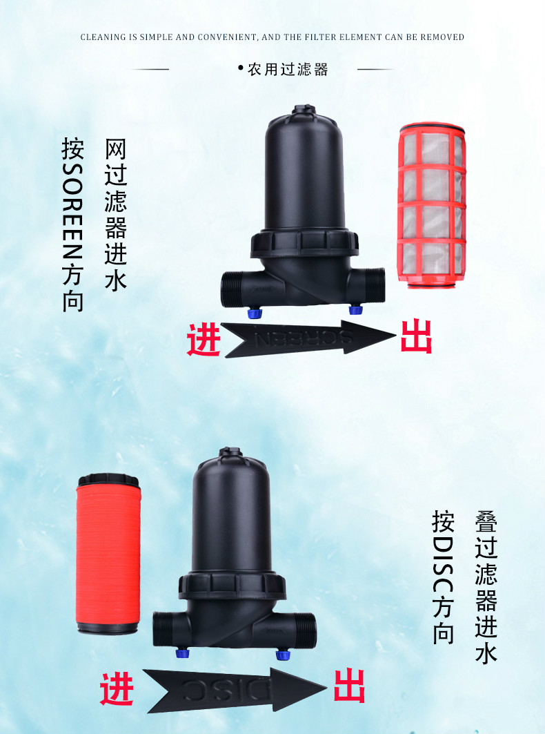 滴灌過濾器農用農業微噴疊片式y形碟片灌溉噴灌2寸園林網式過濾器12寸