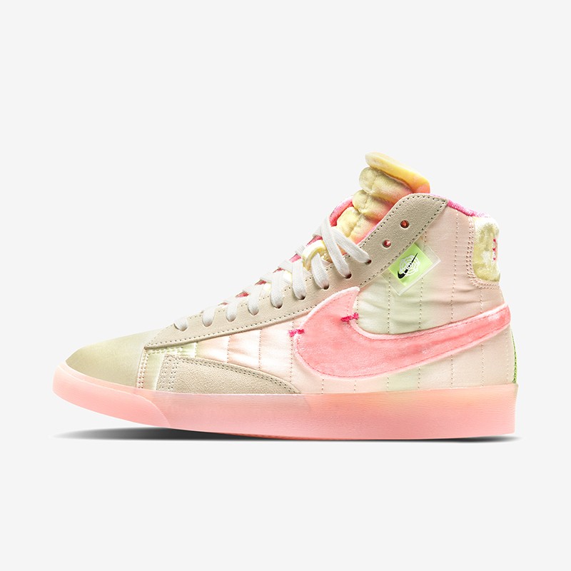 耐克nike blazer mid开拓者丝绒糖果 粉绿刮刮乐女子休闲板鞋 dd8482