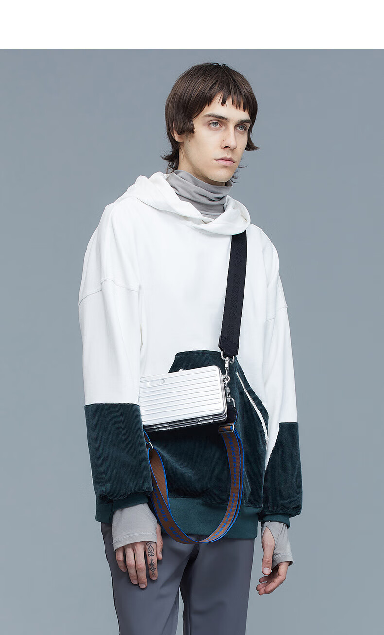 【商场同款】速写男装2019冬新品大廓型拼接潮流卫衣 001本黑 xs