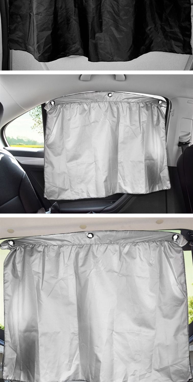 吸盘式汽车用窗帘布遮阳帘夏季防晒侧窗车载车内伸缩隔热帘挡遮光醉米