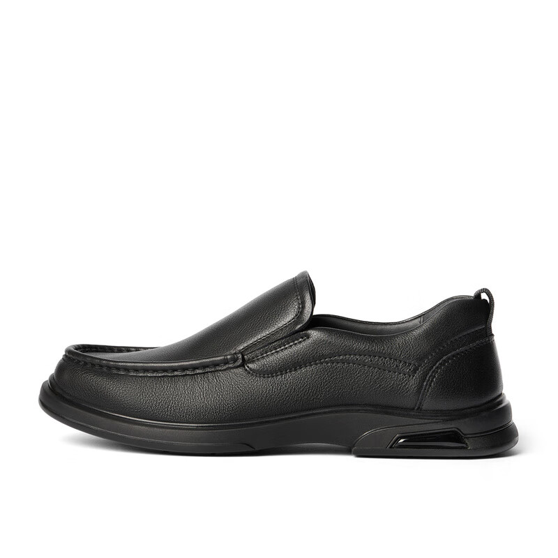 SENDA Casual Leather Shoes for Men, Cowhide Soft Upper Slip-On Loafers Business Formal Shoes JDZ03DM4 Black 39 3