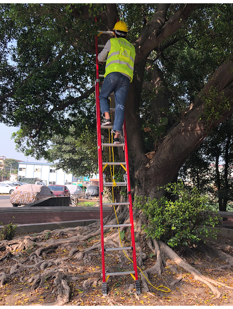 玻璃钢工程梯子人字梯八步梯单侧 电工绝缘梯折叠登高梯电力电信梯爬