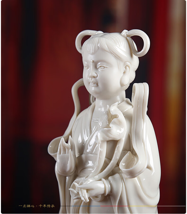 善财童子龙女金童玉女陶瓷观音菩萨像佛像家用居家供奉摆件 d01-039a