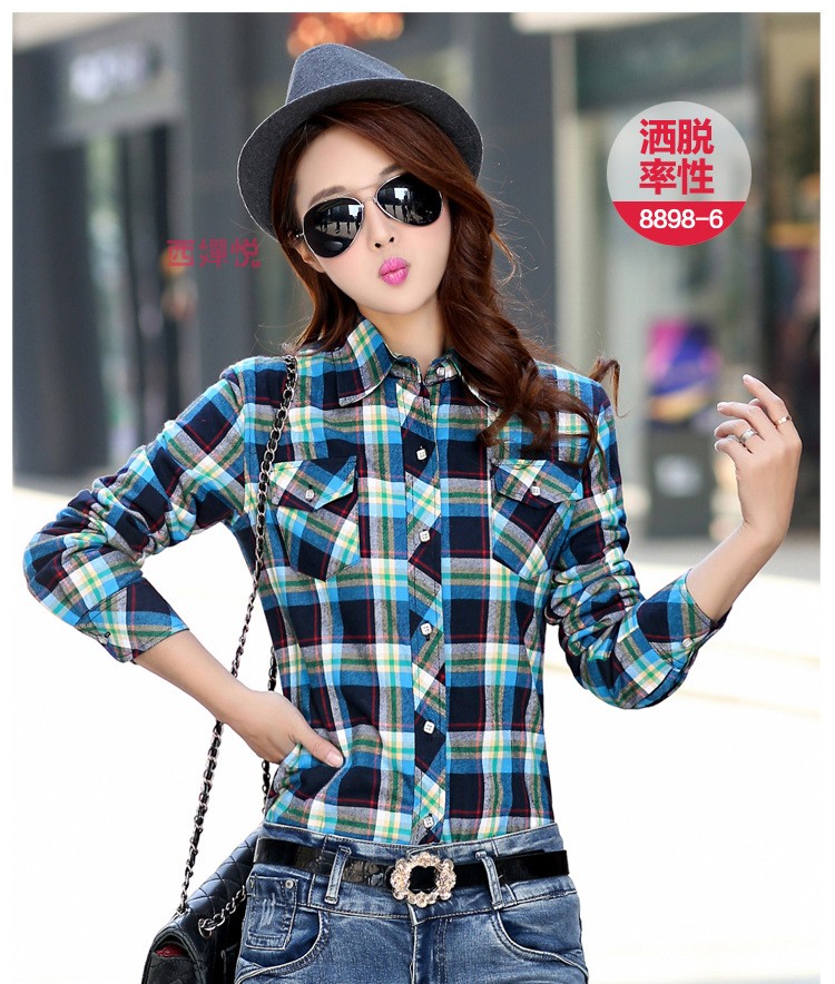 俞兆林 衫衣女保暖衫衣女加绒衬衫女保暖衬衫女冬天格格子加绒衬衫女