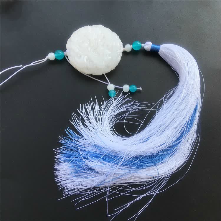 古风汉服玉佩流苏腰佩古装禁步宫条流苏腰坠挂饰民族风流苏挂件蓝白双