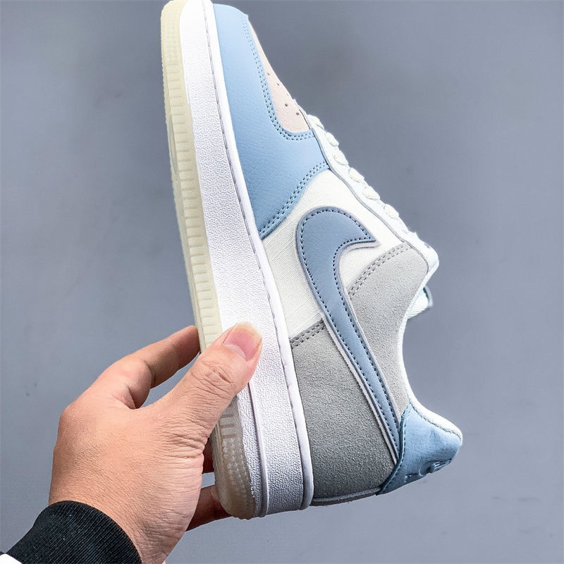 af1空军一号雾霾蓝低帮头层皮轻便男女鞋板鞋缓震耐磨气垫运动鞋 雾霾