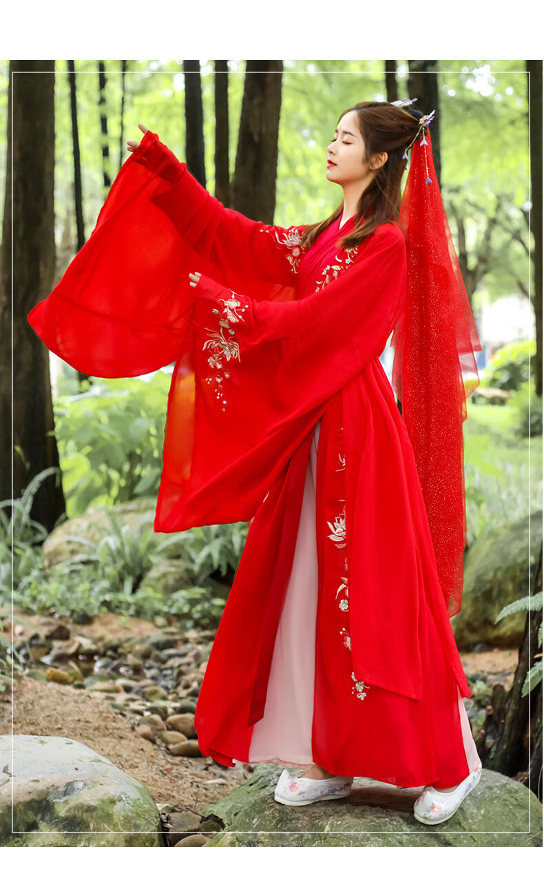 花嫁求凰汉服男女交领齐腰襦裙大袖衫刺绣红色古装超仙日常中国风