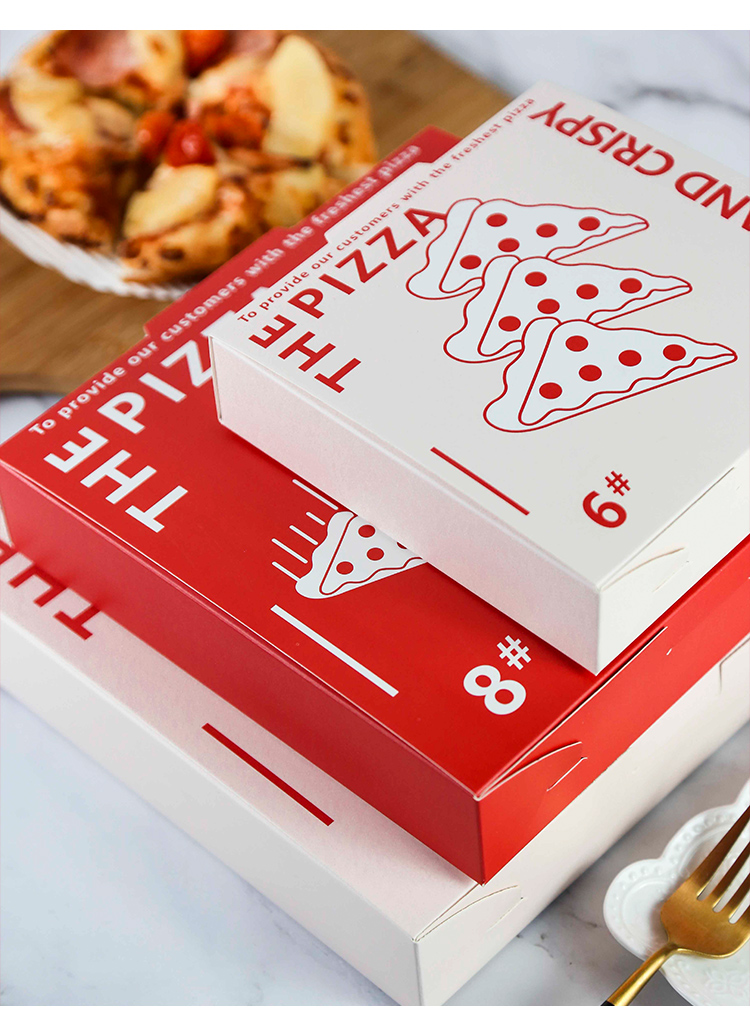 披萨包装盒 披萨盒子6寸8寸9寸比萨打包盒匹萨pizza外卖盒 8寸红底