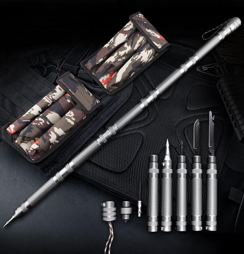 汉道(hx outdoors)雷霆战术棍 户外安保防身多功能折叠棍棒子 战术黑