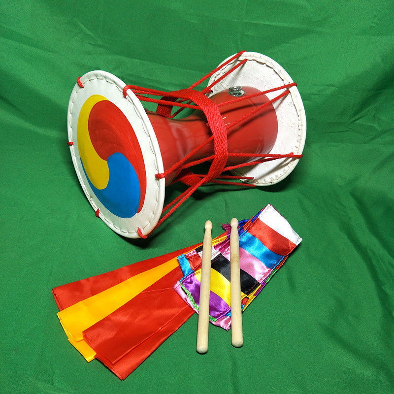 朝鲜鼓朝鲜长鼓舞蹈伴奏演出道具鼓拉绳圆鼓牛皮鼓朝鲜族表演鼓幼儿款