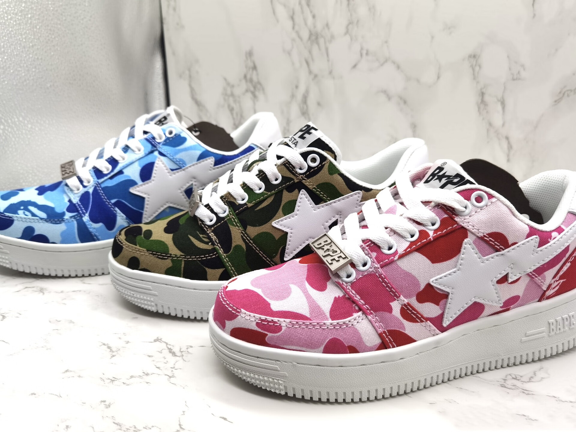 bapesta滑板鞋sta迷彩猿人low camo红蓝色迷彩三色男款低帮休闲鞋
