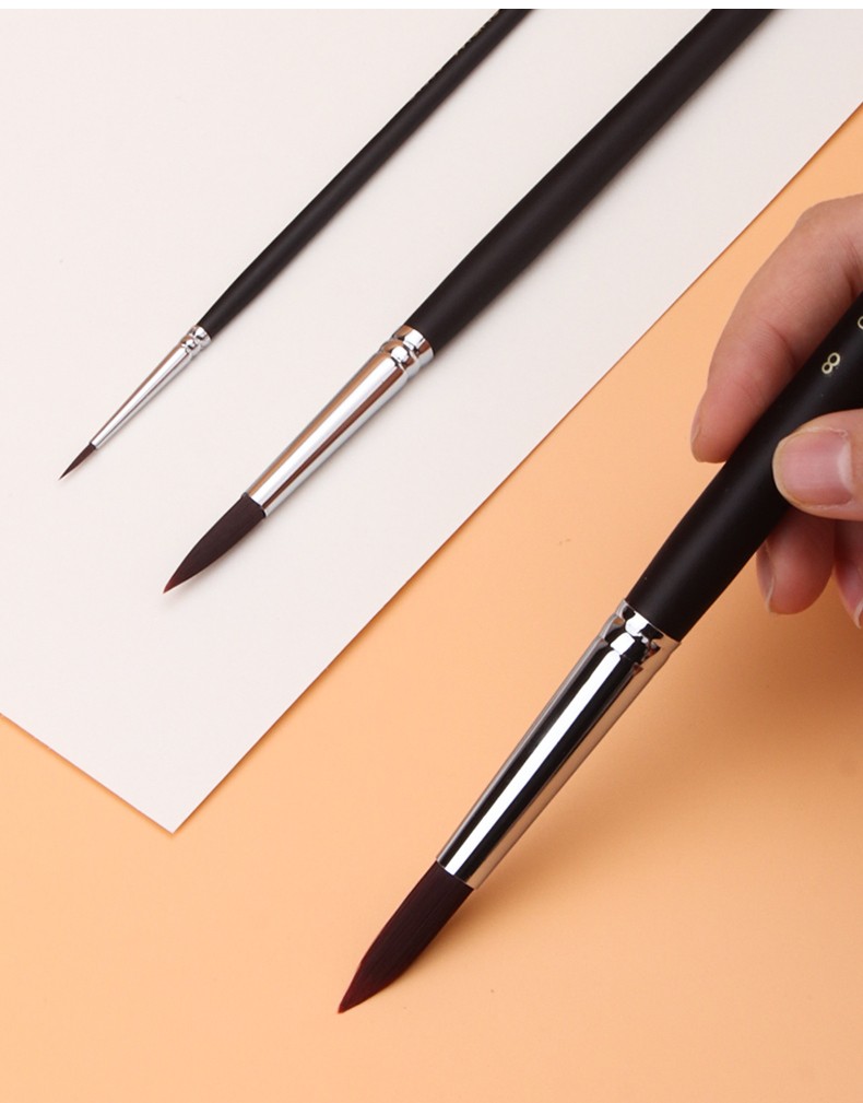 马利g1653尼龙圆头油画笔 3支装水彩画笔套装初学者美术手绘画画的笔