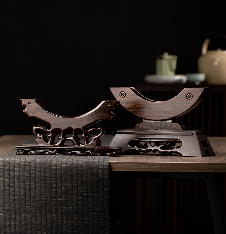 60茶饼架茶架普洱茶饼展示架实木鸡翅木茶叶支架茶具配件托木龙型