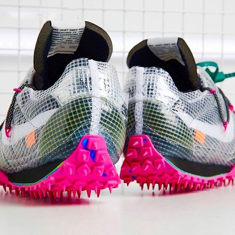 耐克nike waffle racer ow 联名黑粉米白运动跑步鞋钉子跑鞋 cd8180