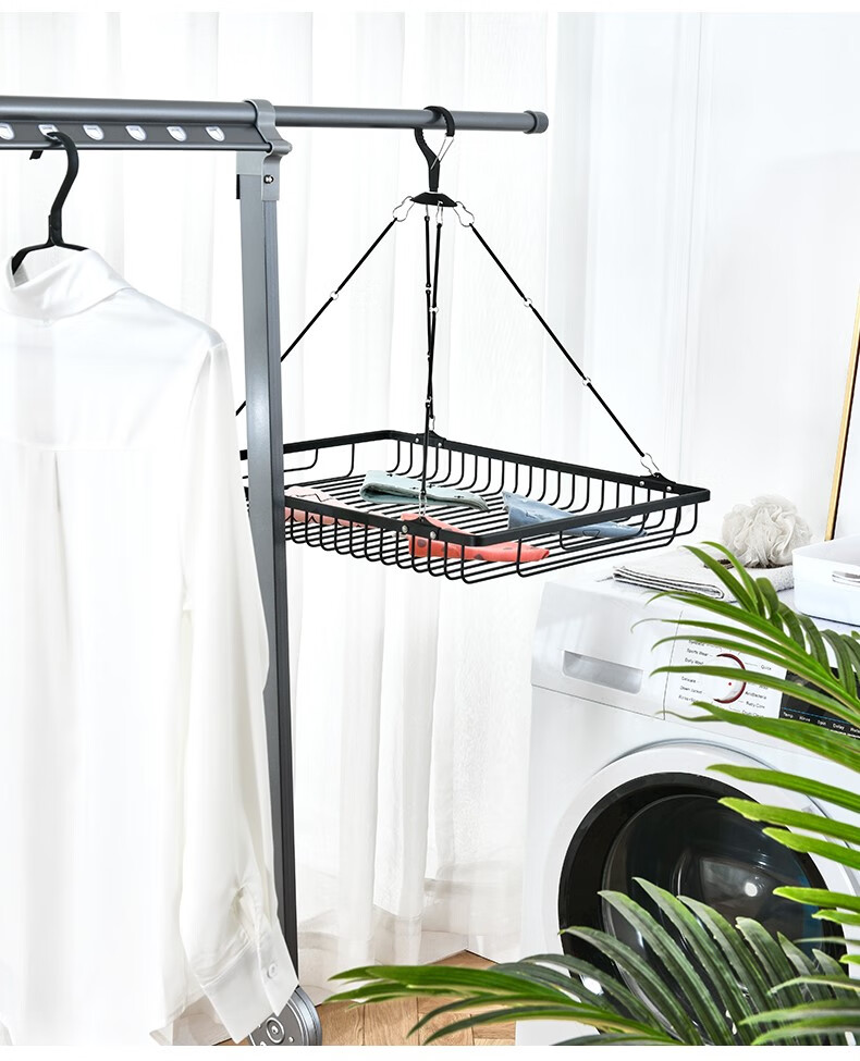 晾衣篮名至晒衣篮晾衣网黑色晾衣架多夹子毛衣内衣防变形平铺晾晒袜架
