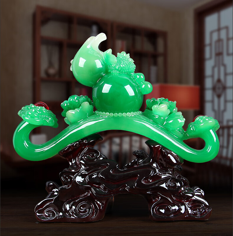 玉如意摆件招财吉祥如意葫芦风水现代客厅装饰品乔迁开业礼品 小号黄