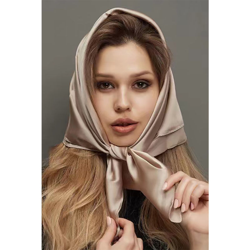 (法黛姗)小方巾丝巾女高档时尚百搭纯色复古洋气护脖子小领巾纱巾春秋