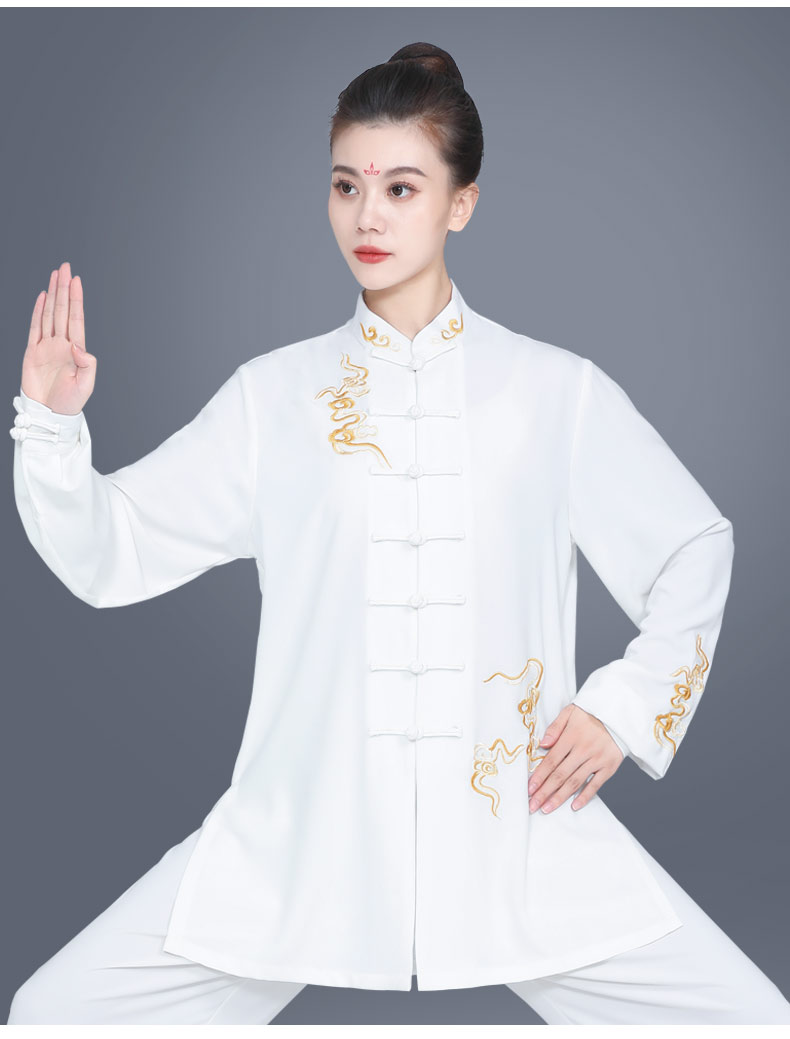 山人运动太极服女春夏武术服练功服男士太极拳服装中老年刺绣表演服