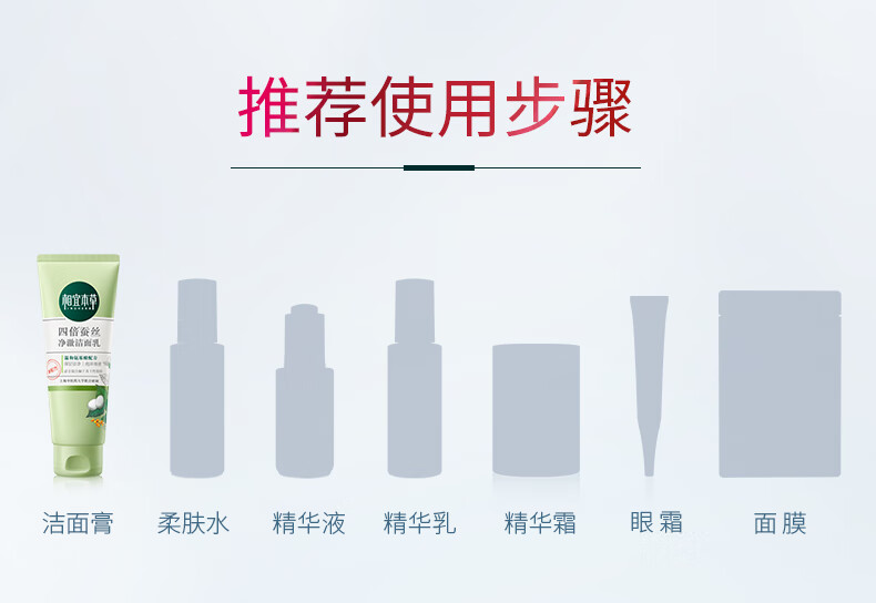 相宜本草（INOHERB） 四倍蚕丝净澈洁面乳女士氨基酸洗面奶洗脸乳深层清洁毛孔柔滑 双支装（100g*2）