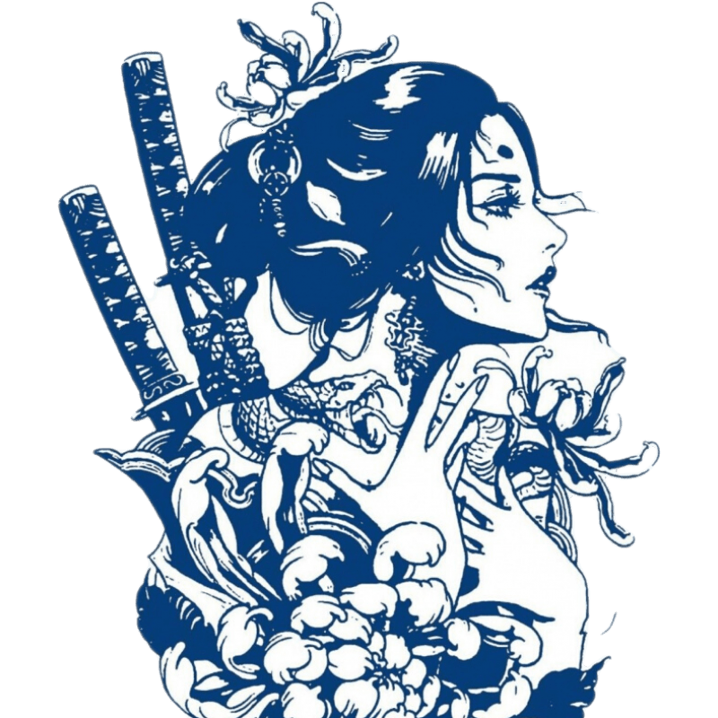 防水纹身贴樱花美女草本刀般若艺男女逼真花臂手臂仿真刺青二张