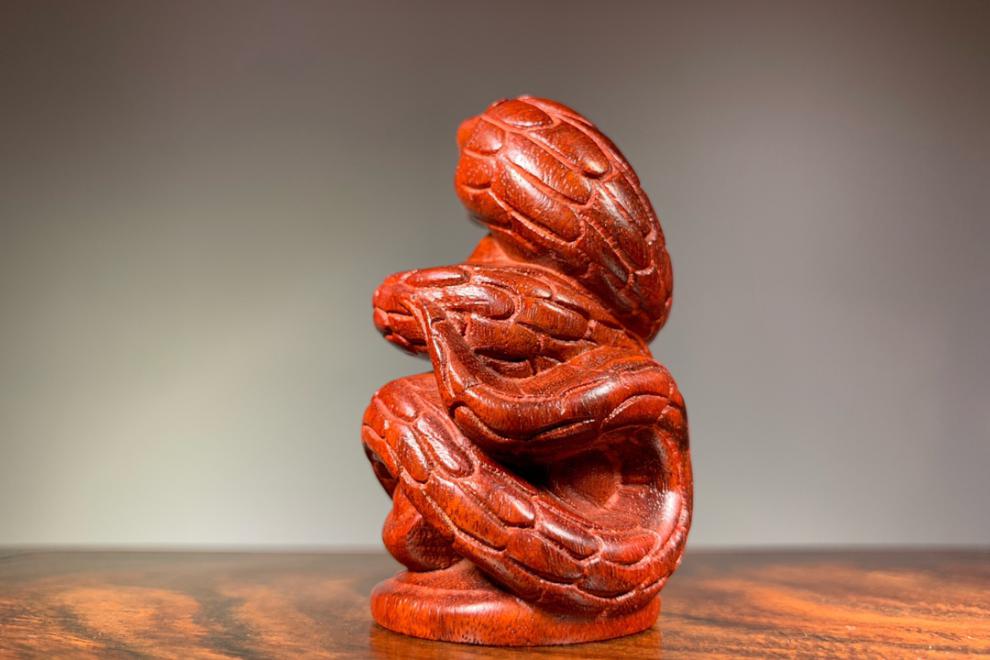 倍喜欢非洲小叶紫檀木生肖蛇木雕手把件木摆件文玩小摆件复古木制工艺