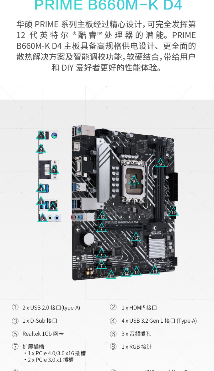 华硕(asus) h610m-a d4 多款大师系列 搭配 12100f 12100 12400f