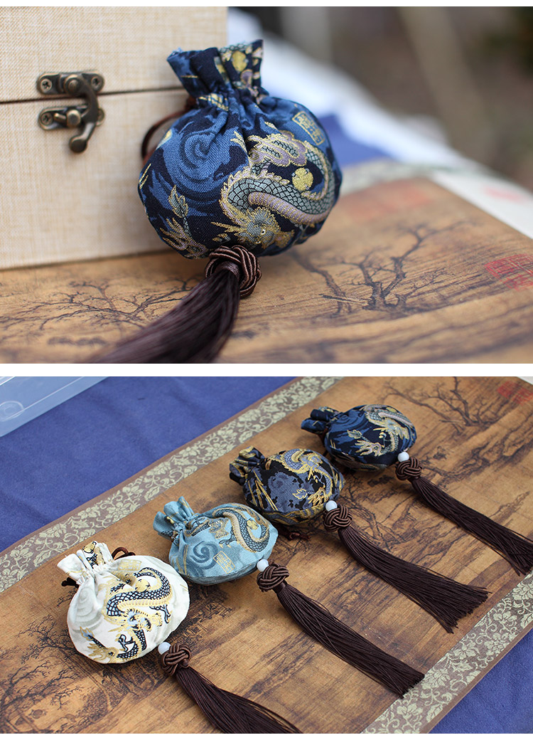 端午节香包龙纹古风流苏男士香囊空袋汉服随身荷包驱蚊包手工礼品t22