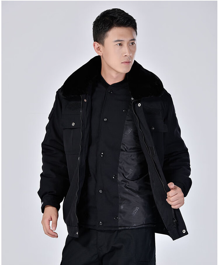 秋冬新品军大衣男棉大衣冬季执勤服黑色保安棉服男冬季加厚多功能夹克