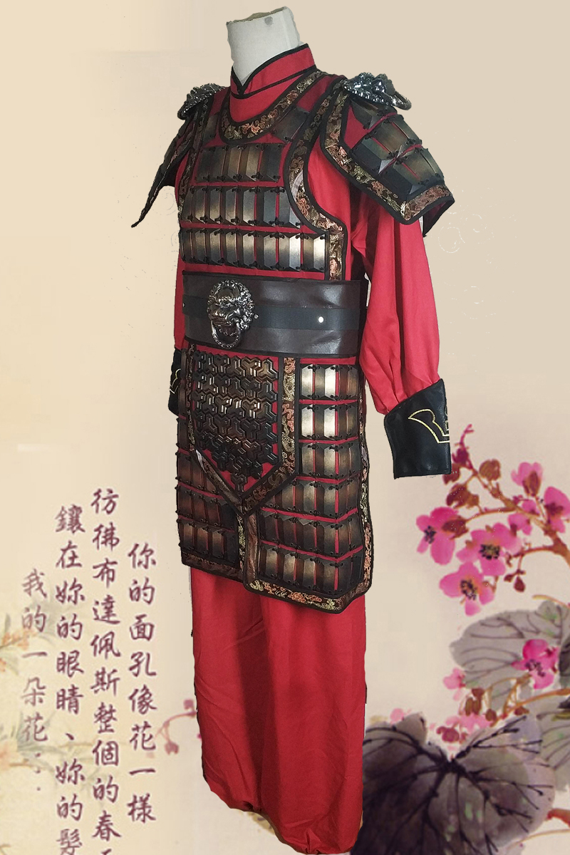 盔甲古裝將軍古代鎧甲古裝男款古代大帥大將戲服岳飛演出金色鎧甲披風