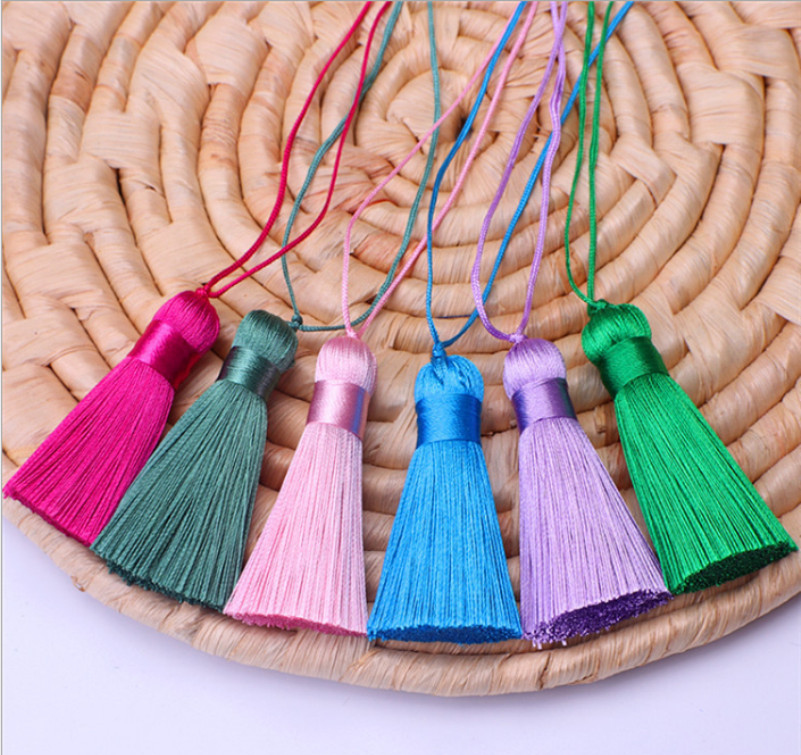 短胖流苏5cm中国结垂直冰丝穗子挂件diy编织手工艺品吊坠配饰 七彩