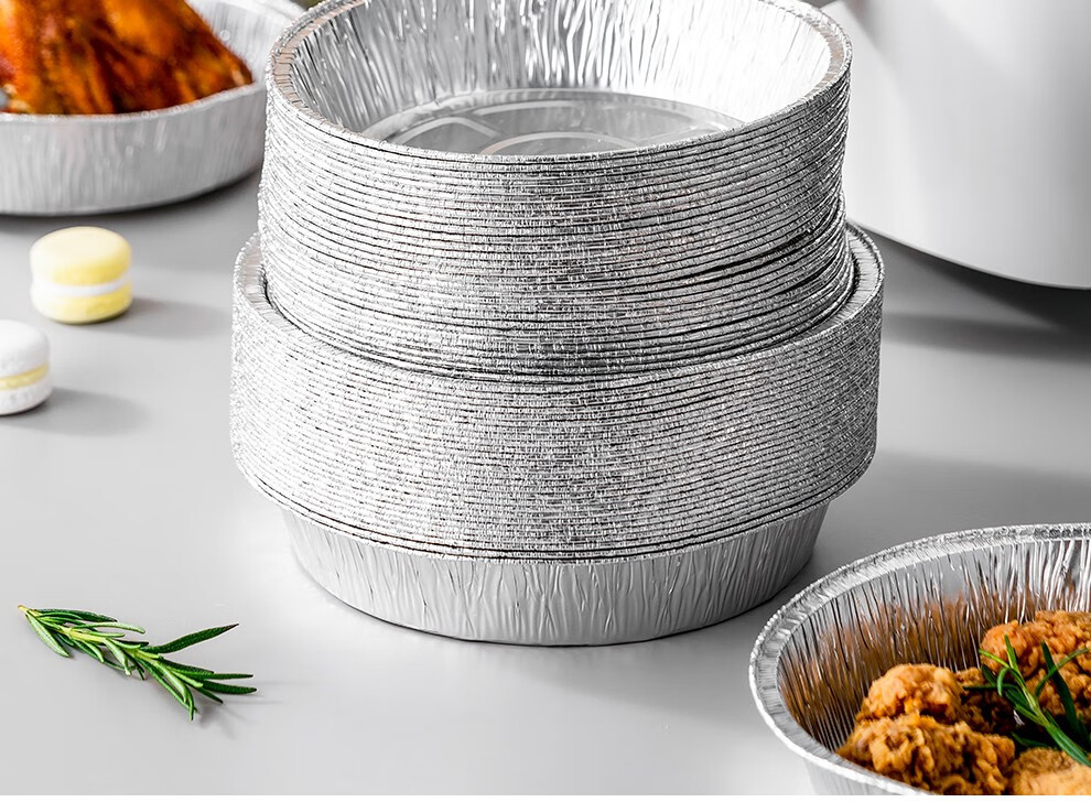 左一仁空气炸锅专用锡纸盘家用圆形食物烘焙烧烤吸油纸垫碗锡箔纸托 7