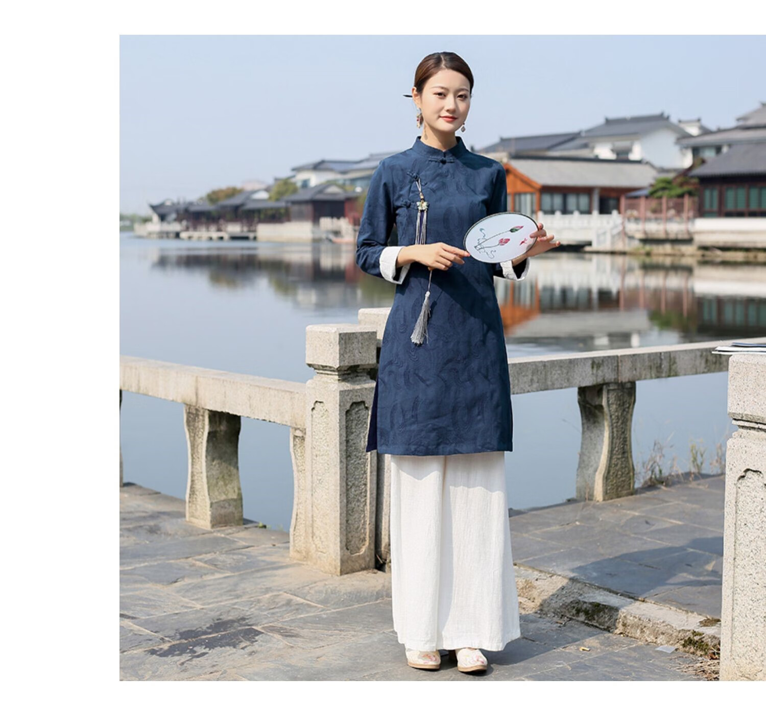 茶艺师套装秋冬棉麻茶服女禅意文艺中国风素衣唐装上衣秋冬茶人服服装