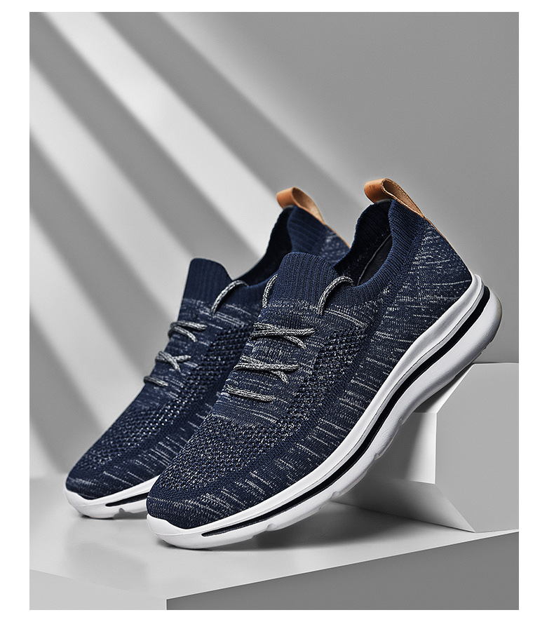 cele策乐男鞋2022夏季新款网面鞋透气运动休闲鞋飞织网布鞋子男深蓝色