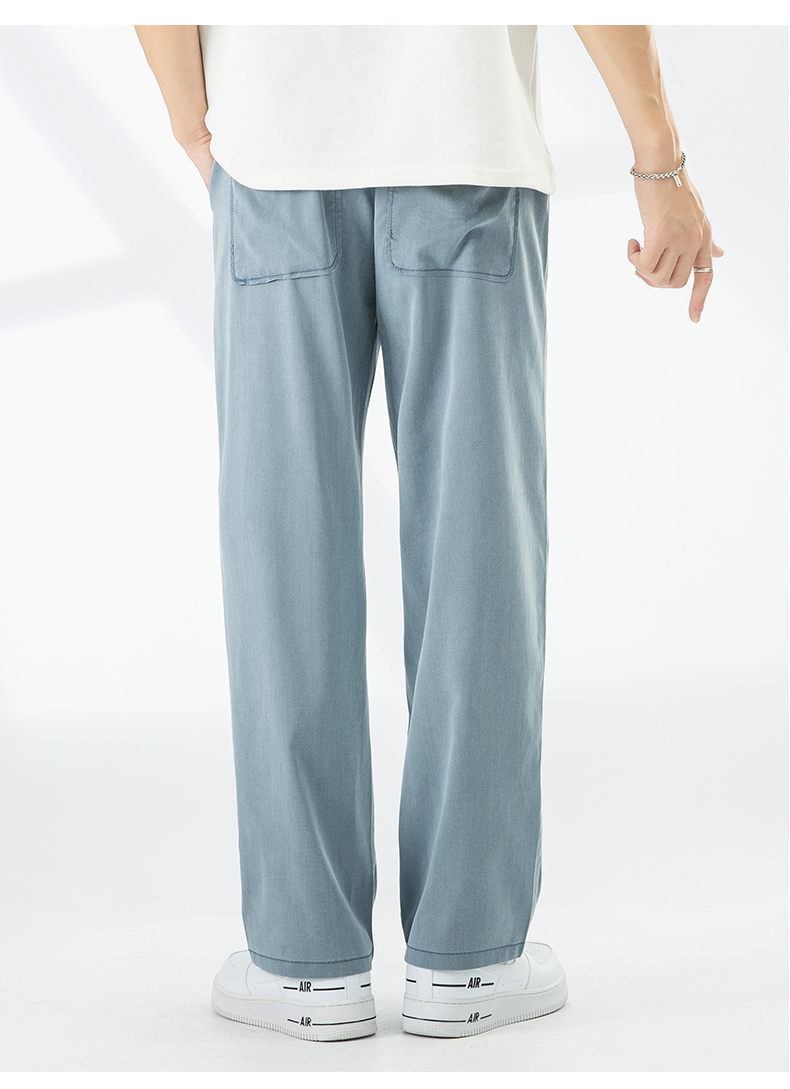 法国·dudr莱赛尔天丝休闲裤男薄款宽松直筒裤子男夏季垂感阔腿冰丝